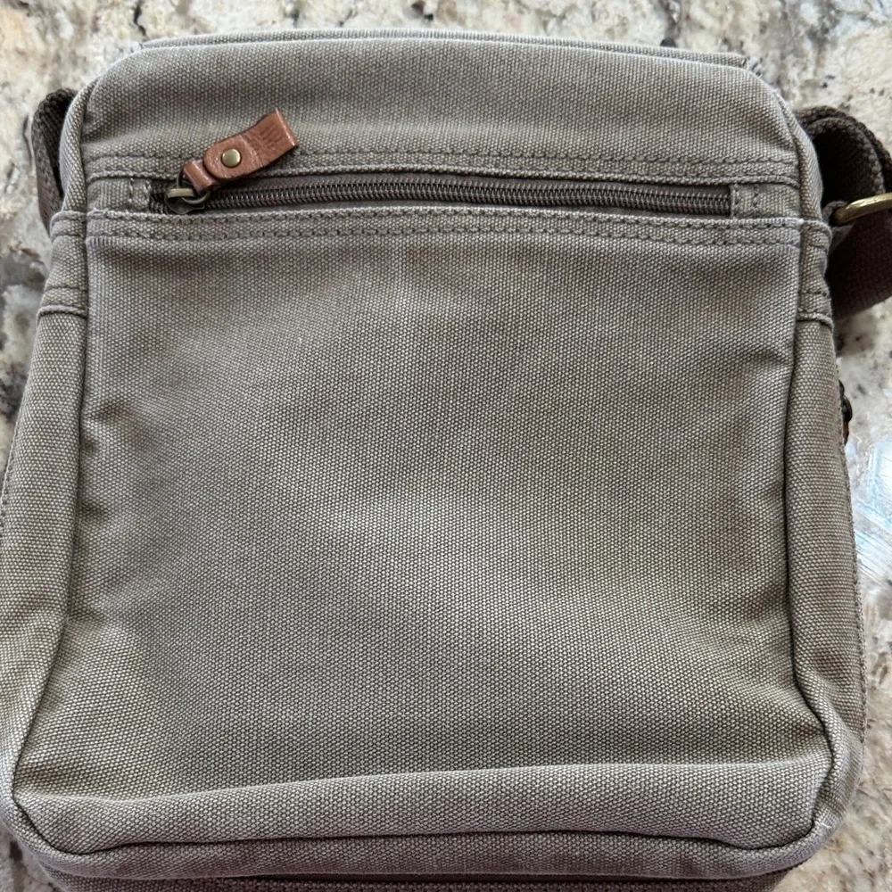 Troop London Men's Tan Canvas Messenger Bag